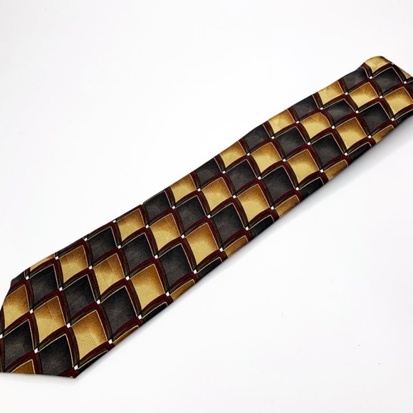 Ziggurat By Mulberry Neckwear Silk Tie Gold Black - Picture 5 of 6